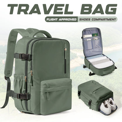 Waterproof Travel Backpack with Shoe Compartment Adjustable Straps, Laptop Backpack &amp;School Bag for Men Women, Casual Travel Bag
