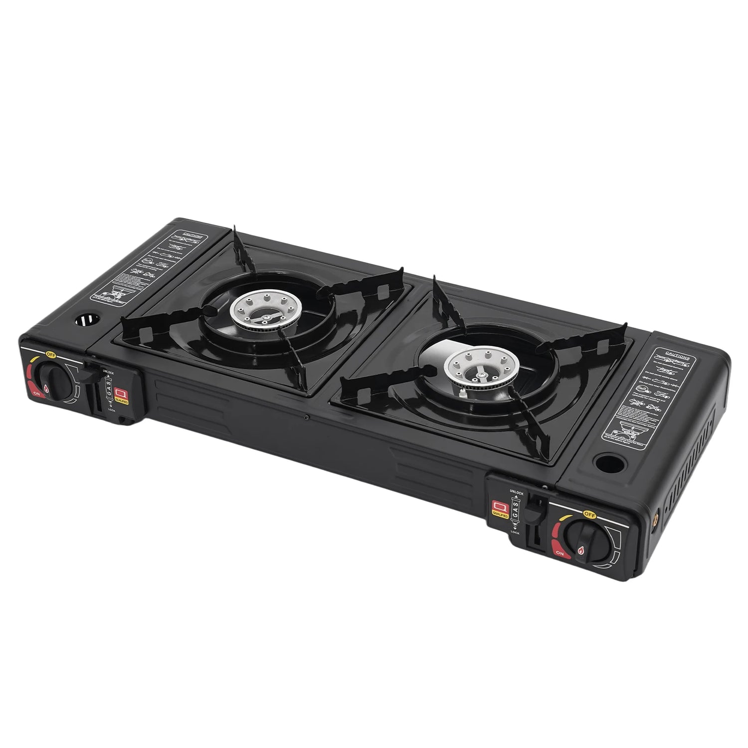 2 Burners Portable Gas Stove with Piezo Ignition and Carrying Case 2x2500W High Power LPG/Butane for Camping Picnics Parties