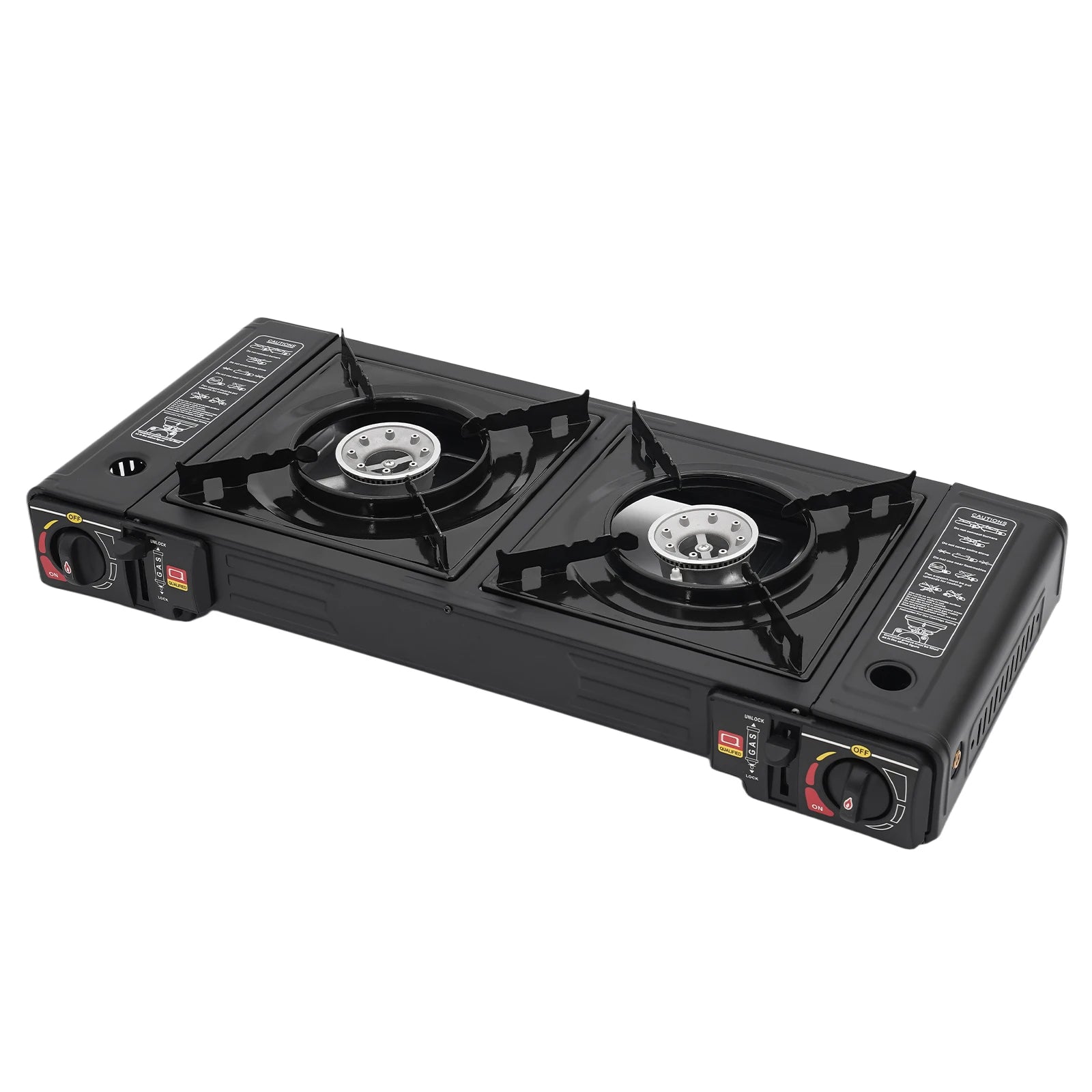 2 Burners Portable Gas Stove with Piezo Ignition and Carrying Case 2x2500W High Power LPG/Butane for Camping Picnics Parties