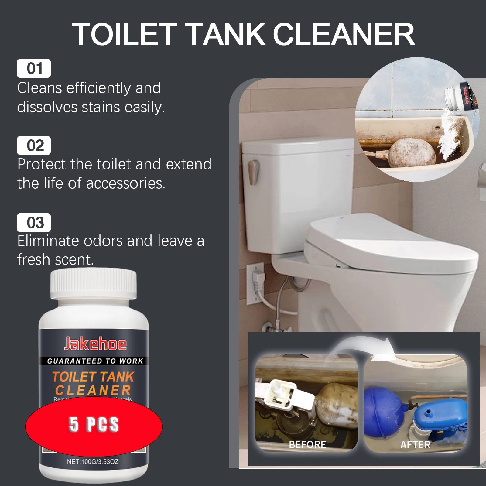 5pcs Toilet Tank Cleaner Powder Household Toilet Bowl Urine Stain Cleaning Remover Bathroom Cleaning Foam Cleaner Agents