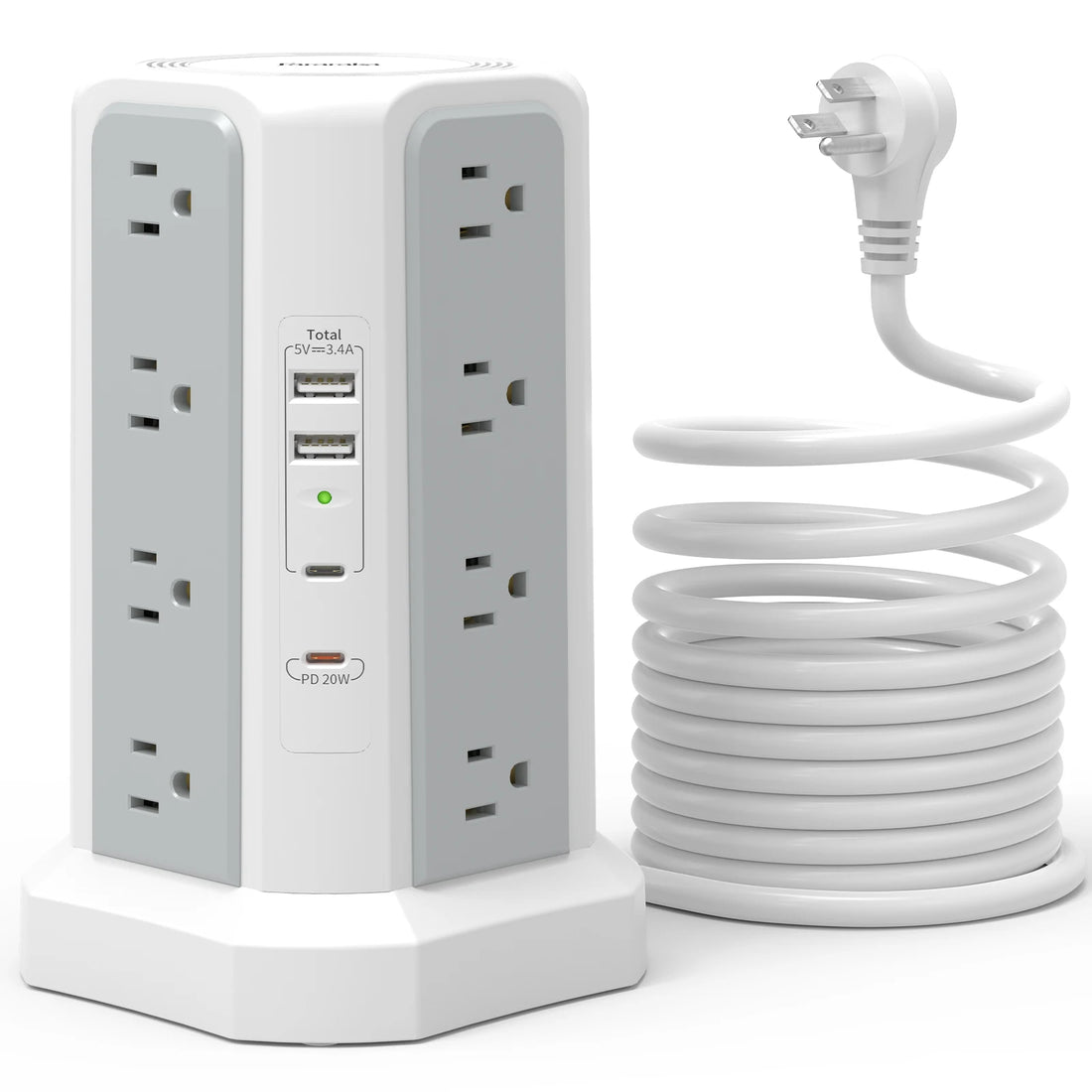 US 4-layer 3m extension tower plug-in board with PD fast charging, suitable for office, home, school and other scenarios