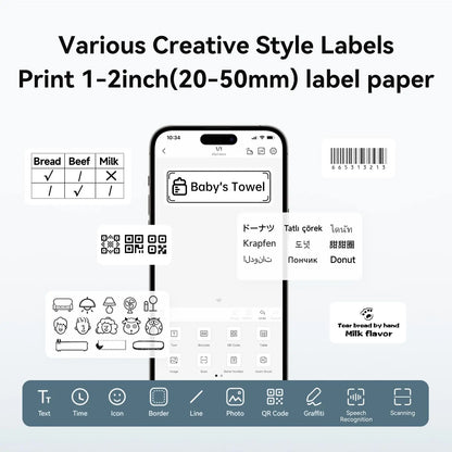 Niimbot B1 Portable Thermal Printer Bluetooth Mini Label Printer Adhesive Paper Maker Sticker Printer 2 Inch Labeling Machine