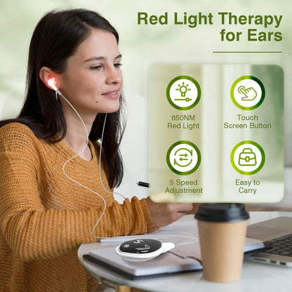 Laser Therapy for Tinnitus Portable Red Light Therapy for Ears 650NM Otitis Media&amp;Deafness&amp;Ear Canal Laser Irradiator Reduce Tin