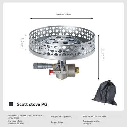 CAMPINGMOON OD-4 Scott High Mountain Stove Camping Large Diameter Windproof and Stable Pressure Stove Head High Power Gas Stove