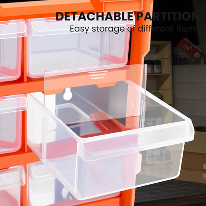 AIRAJ Multi-Drawer Storage Organizer - 18 Slots, Plastic Parts &amp; Crafts Cabinet for Desk or Wall Mount, Ideal for Hardware, Bead