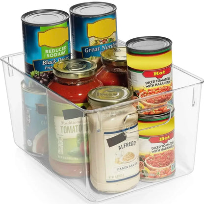 4 Pack Clear Plastic Storage Bins, Pantry Organizers and Storage Containers Fridge Organizer Bins Kitchen Cabinet Organizer