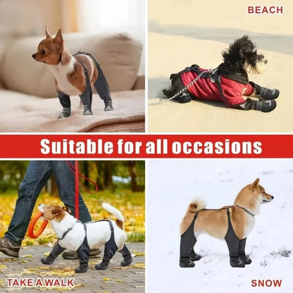 Dog Suspender Boots Tall Dog Boots Anti-Slip&amp;Fall Waterproof Dog Shoes Leggings Winter Snow Rain Hiking Paws Protector