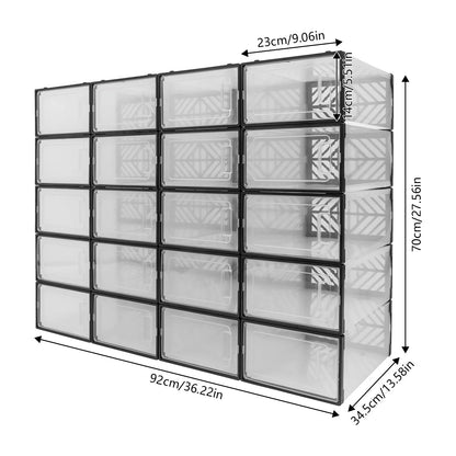 20 Pcs Shoe Storage Box Transparent PP Plastic Shoe Cabinet Moisture &amp; Dust Proof Modern Organizer Black/White