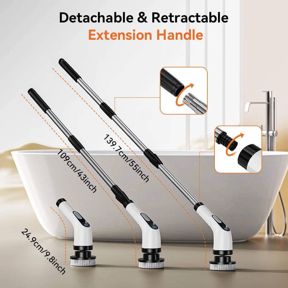 Electric Cleaning Brush 7 in 1 Replaceable Head Household Wireless Rotatable Cleaning Brush For Bathroom Kitchen Windows Toilet