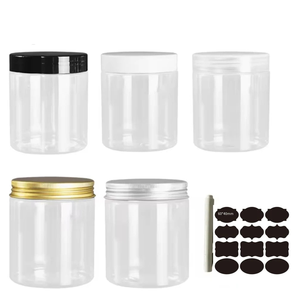 12pcs 250ml Storage Jars with Lids Clear Round Canister Empty Plastic Cosmetic Jar Food Storage Containers Travel Kitchen Supply