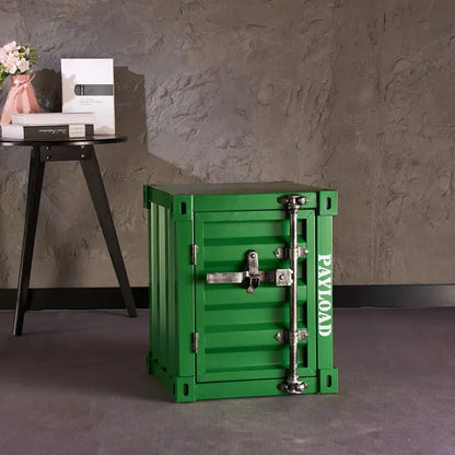 New shipping container design bedside table, industrial style metal side table storage cabinet, suitable for living room and bed