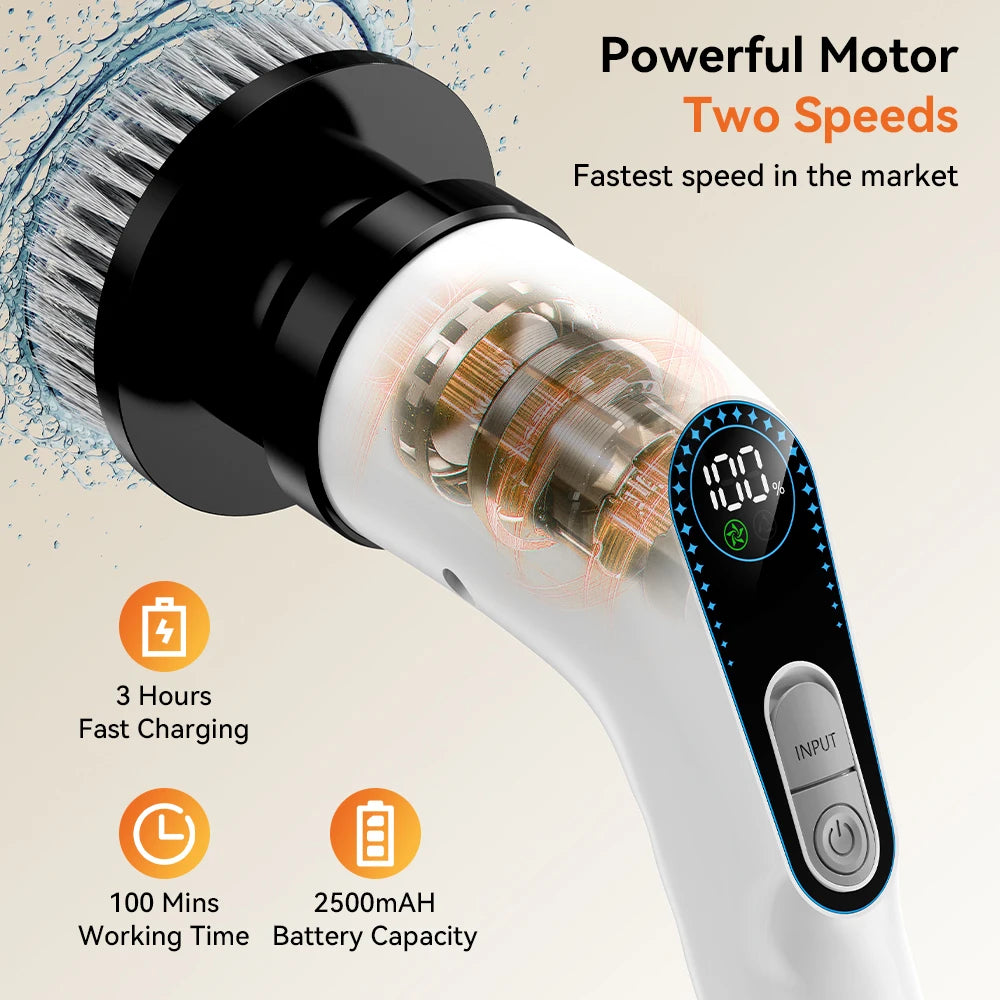 Electric Cleaning Brush 7 in 1 Replaceable Head Household Wireless Rotatable Cleaning Brush For Bathroom Kitchen Windows Toilet