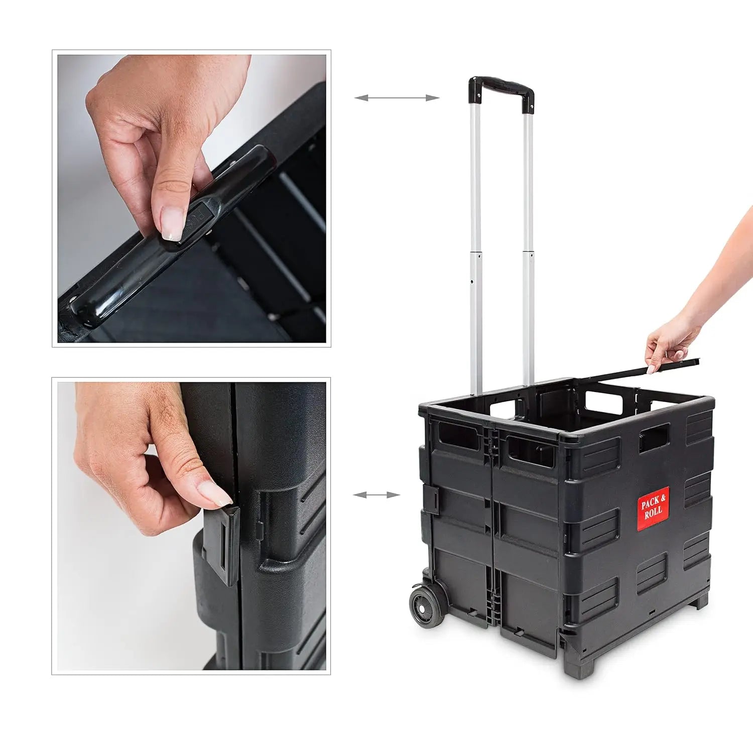 Black Foldable Shopping Trolley 35 kg Capacity