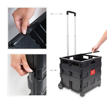 Black Foldable Shopping Trolley 35 kg Capacity