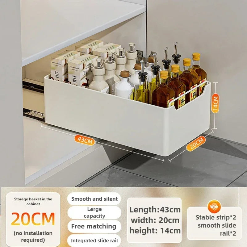Pull Out Cabinet Organizer with Slide Rails Storage Rack