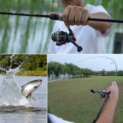 Sougayilang Casting Spinning Fishing Rod 1.8m UltraLight Carbon Fiber Rod Pole 4Section with EVA Handle Baitcasting Fishing Rod