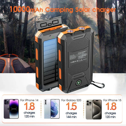 Solar Power Bank Portable Solar Charger Waterproof Dual 5V USB Ports 2 LED Light Flashlight For Cell IPhone Outdoor