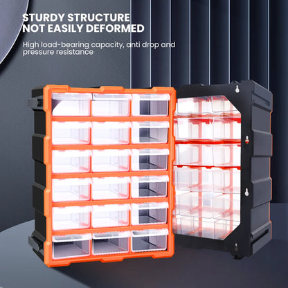 AIRAJ Multi-Drawer Storage Organizer - 18 Slots, Plastic Parts &amp; Crafts Cabinet for Desk or Wall Mount, Ideal for Hardware, Bead