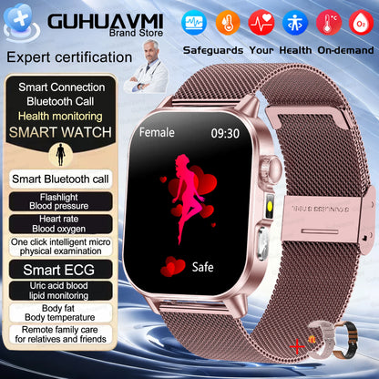 2026New ECG+PPG AI Health Diagnose Smart Watch Men Women Clock Blood Lipid BP Uric Acid Heart rate Tracker HD Call Smart Watch