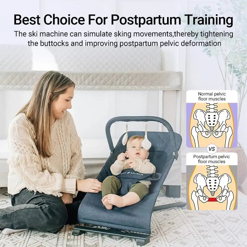 "Foldable 3-in-1 Ski Trainer: Leg, Pelvic & Hip Strengthener for Postpartum Women, Home Gym Equipment"