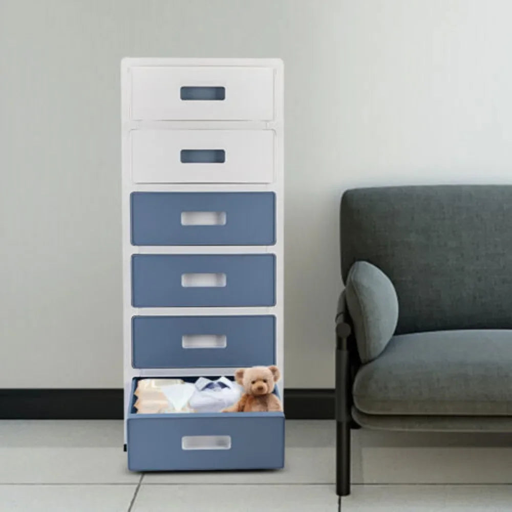 33 Inch Tall 6-Drawer Storage Organizer Cabinet with Wheels, Durable Organizer Box, Plastic Dresser for Closet Bedroom Bathroom