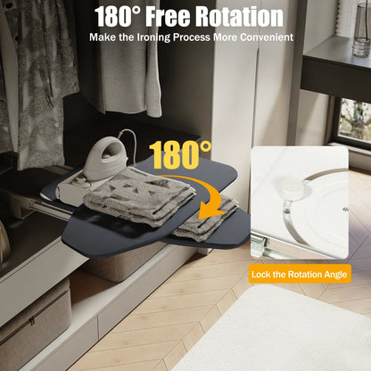 Foldable Ironing Board, Retractable Cabinet Mount, Push-Pull Sturdy Metal Frame  80x29.5cm / 31.5x11.6in (Gray)