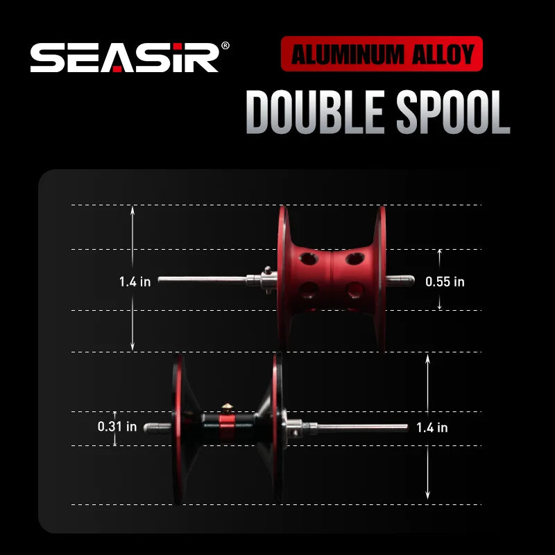 Seasir Salminus Baitcasting Fishing Reel Max Drag 12Kg 8.0:1 High Gear Ratio Metal Aluminum Frame coil
