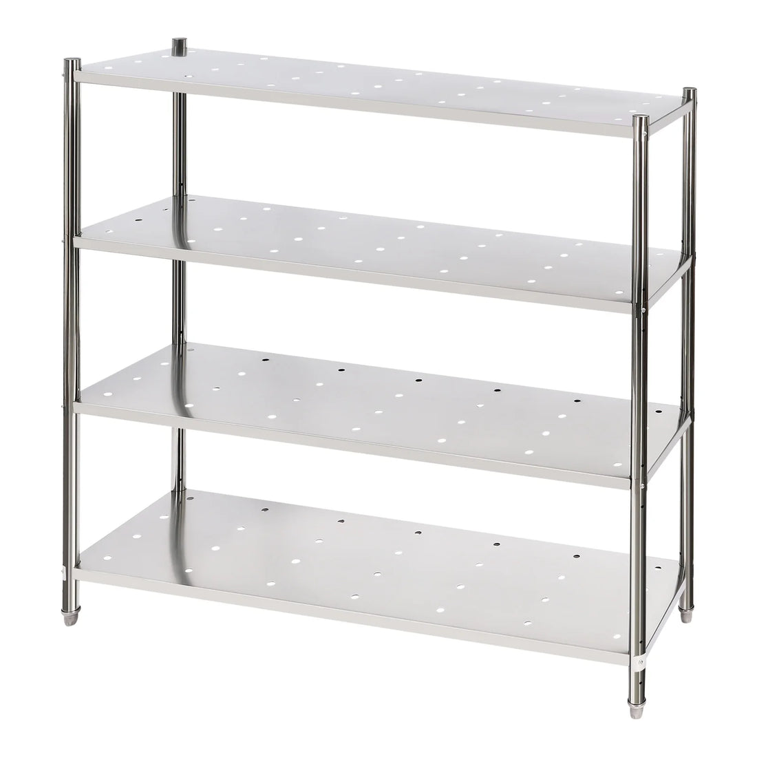 Stainless Steel Shelving, 4 Tier Adjustable Shelf Storage Heavy Duty Shelving Heightened Bottom for Storing and Displaying Goods
