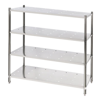 Stainless Steel Shelving, 4 Tier Adjustable Shelf Storage Heavy Duty Shelving Heightened Bottom for Storing and Displaying Goods