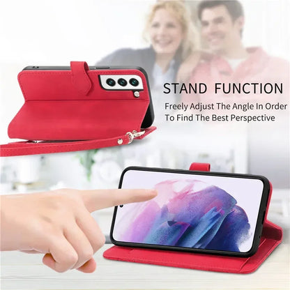 Lanyard Zipper Flip Wallet Card Cover For Samsung Galaxy S25 Edge S24 Ultra S23 Plus S22 S21 FE A17 Magnetic Leather Phone Case