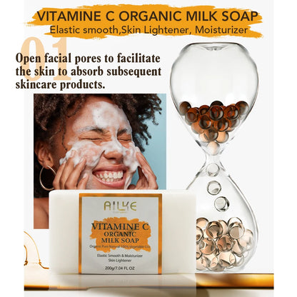 AILKE Vitamin C Skin Care Kit, With Lightening Body Lotion, Even Skin Tone Cream, Whitening Serum, Brightening Soap