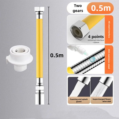 2 Mode Adjust Faucet Extension Extender Adjust Stainless Steel Extension Tube Free Bending Splashproof 360 Degree Extension Tube
