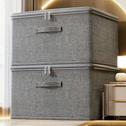 Foldable Storage Box with Cover,Clothes Storage Box with Zipper,Large Capacity Quilt Storage Box Wardrobe Underwear Organizer Bo