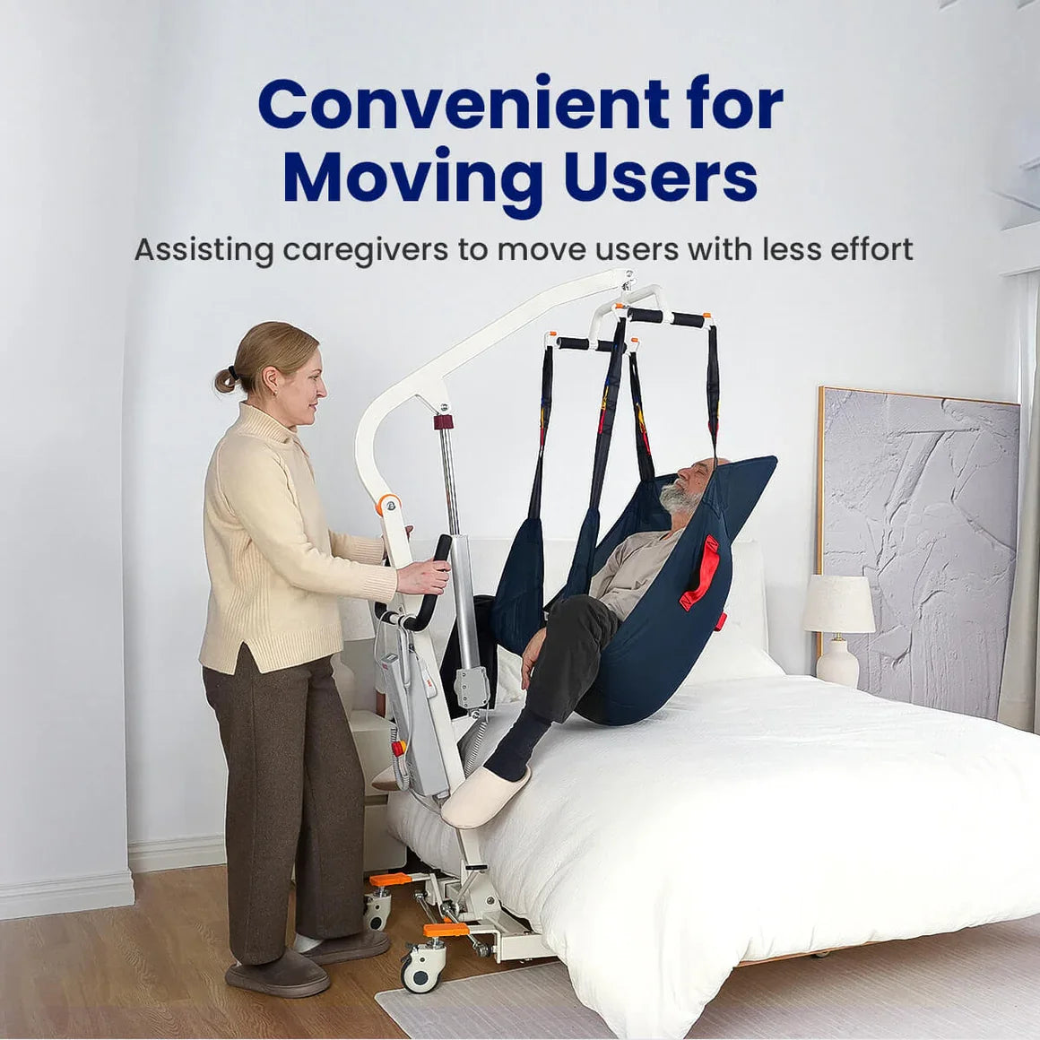 Electric Transfer Lift - Adjustable Hydraulic Lift Chair for Seniors, 400lbs Weight Capacity, Ergonomic Handles &amp; Sturdy Frame