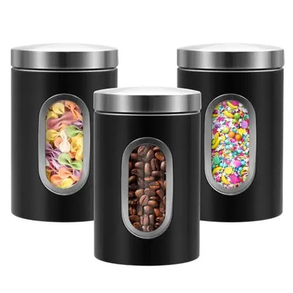 QYQRQF Canisters Sets for The Kitchen 3pcs Sugar Flour Coffee Storage Jars Stainless Steel Food Container Organizer for Kitchen