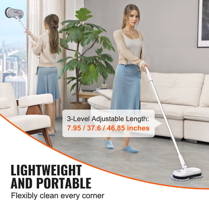 VEVOR Cordless Electric Mop Up to 40/70 mins Battery Electric Spin Mop with Dual Mop Heads for Hardwood/Tile Floor Cleaning