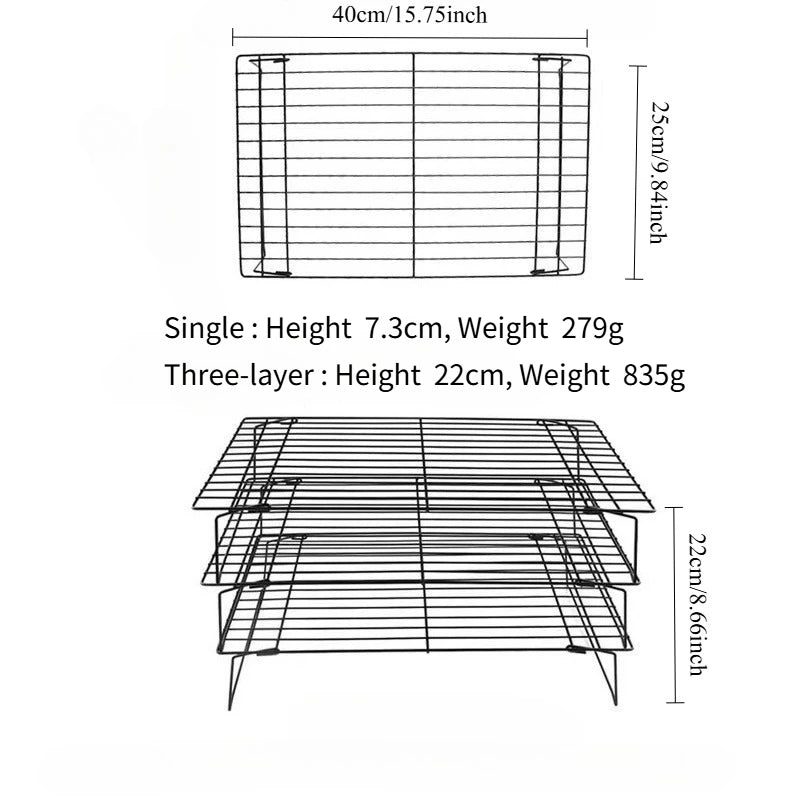 1/2/3PC Stainless Steel Stackable Cooling Rack for Baking Nonstick Metal Cake Cooling Rack Grid Net Baking Tray Oven Cooling Rac