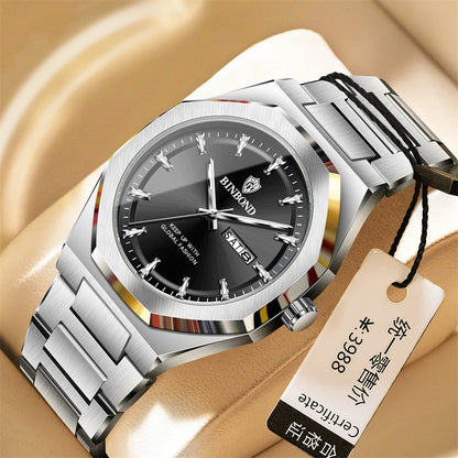 BINBOND Luxury Quartz Man Wristwatch Sport Men Watches Waterproof Luminous Date Week Stainless Steel Men&