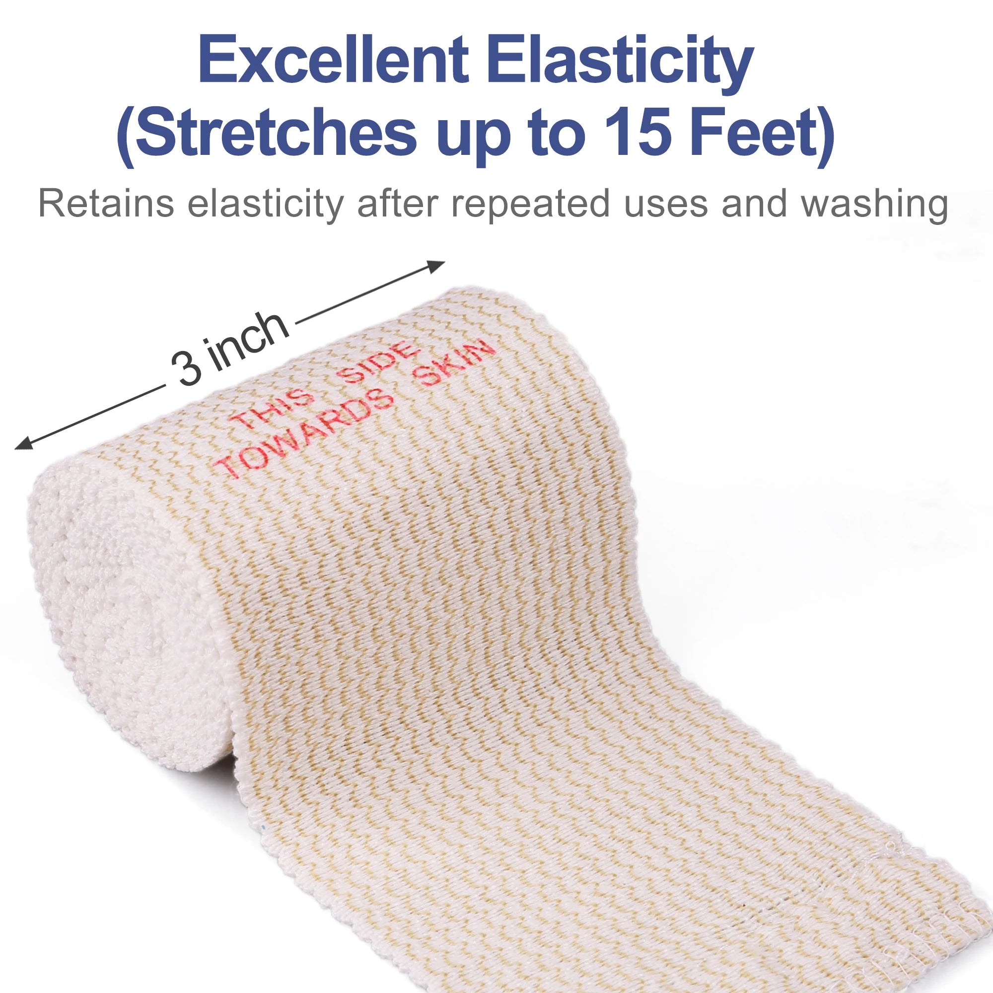 4 Rolls 3 inch x 5 yds Elastic Bandage Wrap, Cotton Compression Bandage Wrap with Self-Closure,Support &amp; First Aid for Sports