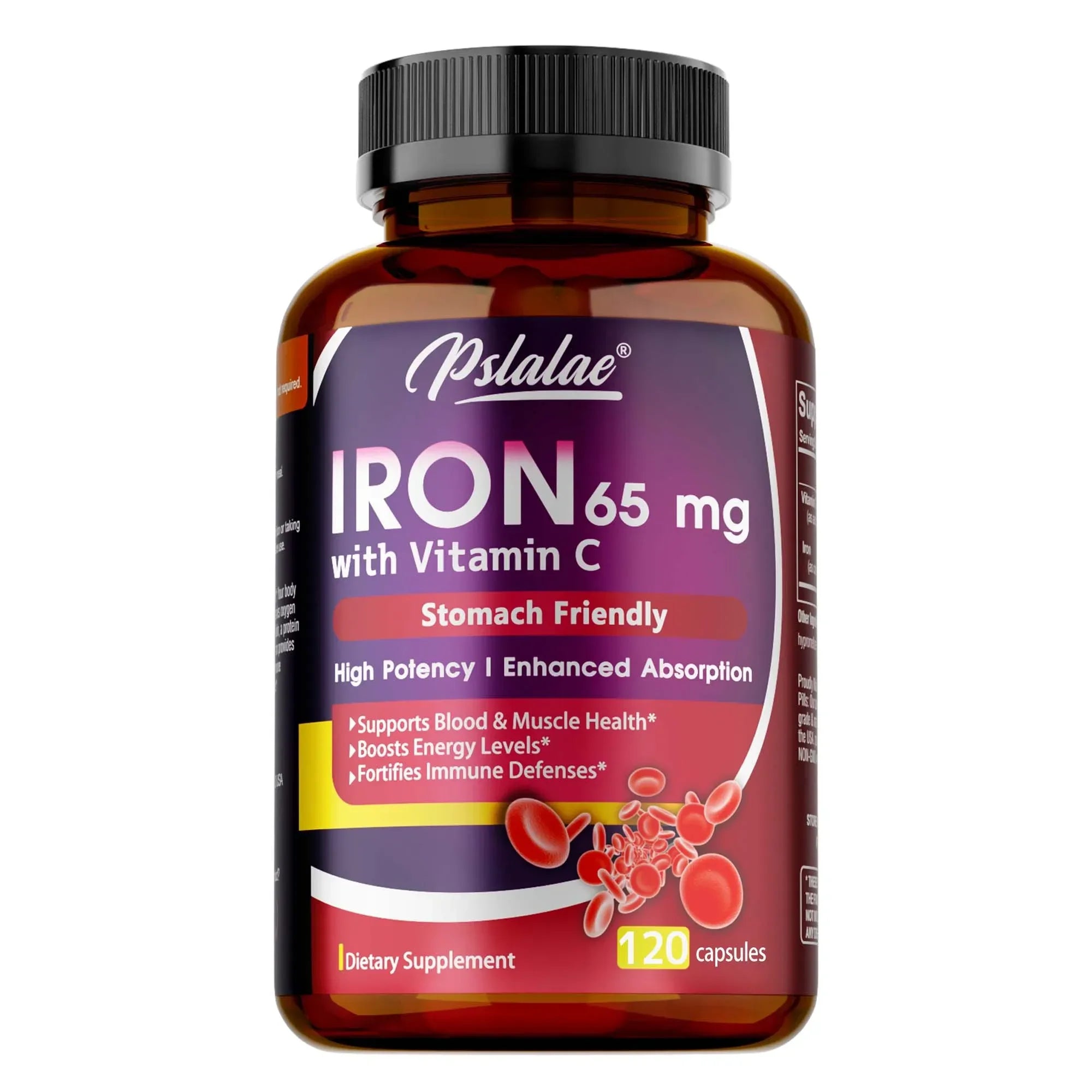 Iron Supplement 65 mg with Vitamin C - Maximized Absorption, Increase Energy,Maintain A Healthy Immune System and Brain Health
