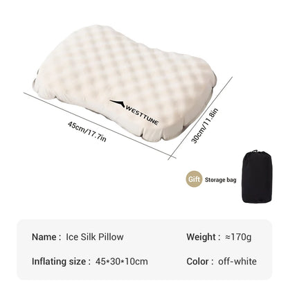 WESTTUNE Camping Ice Sillky Pillow Portable Ultralight Travel Inflatable Pillow Outdoor Hiking Sleeping Neck Lumbar Pillow