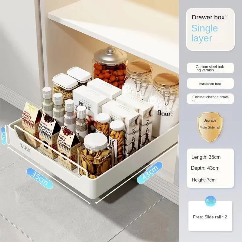 Pull Out Cabinet Organizer with Slide Rails Storage Rack