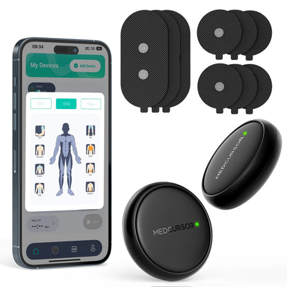 3-in-1 TENS EMS Unit Wireless, Dual Channel Muscle Stimulator 25 Intensities 8 Areas App Control Back Pain Relief Therapy