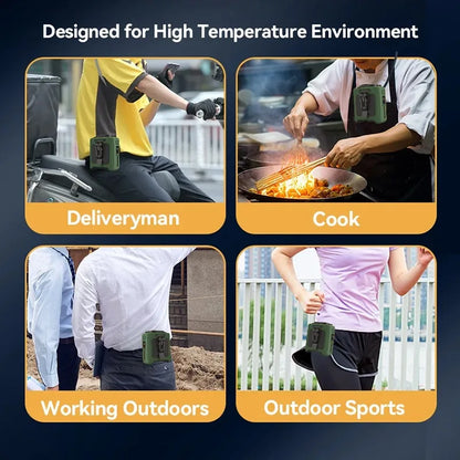 10000mAh Waist Fan Wearable Waist Fan 5 Speeds Light 40H Cooling for Outdoor Jobsite Travel Suitable for Outdoor Use Sports
