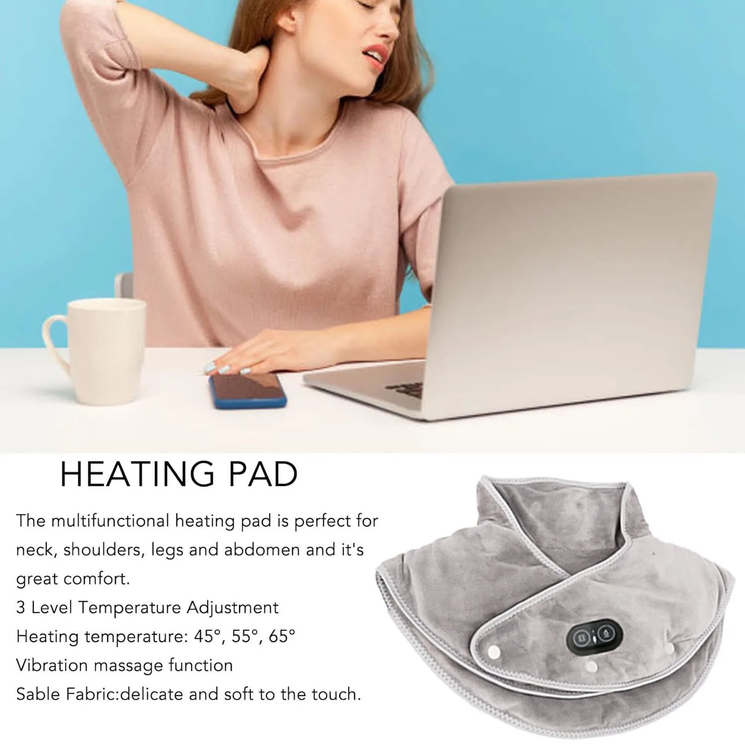 Neck Massager Brace Electric Heating Shoulder Pad 3Level Temperature Control Hot Compress Cervical Shawl Muscle Relax Heath Care