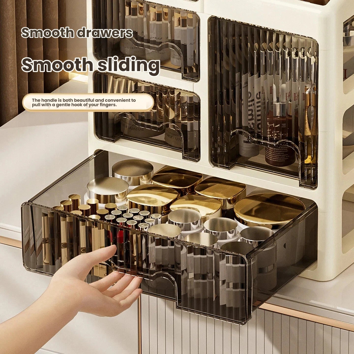 Drawer-style cosmetics storage box, high-end dressing table, lipstick, skin care products, jewelry shelf, desktop storage box