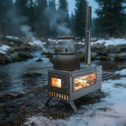 Wisfor Portable Hot Tent Stove,Wood Burning Stove for Camping, Tent Stove With View Glass, Large Stainless Steel Camping Stove