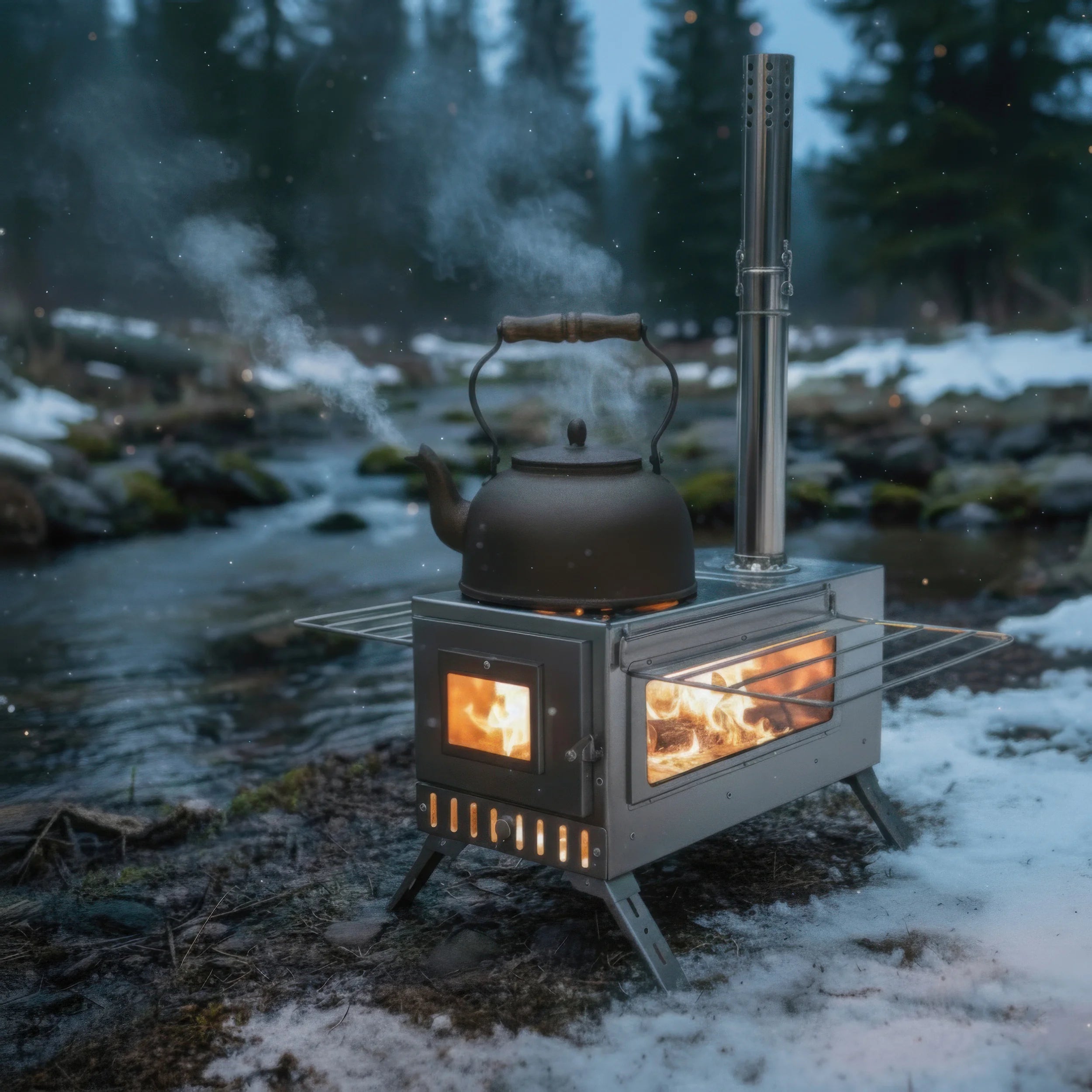 Wisfor Portable Hot Tent Stove,Wood Burning Stove for Camping, Tent Stove With View Glass, Large Stainless Steel Camping Stove