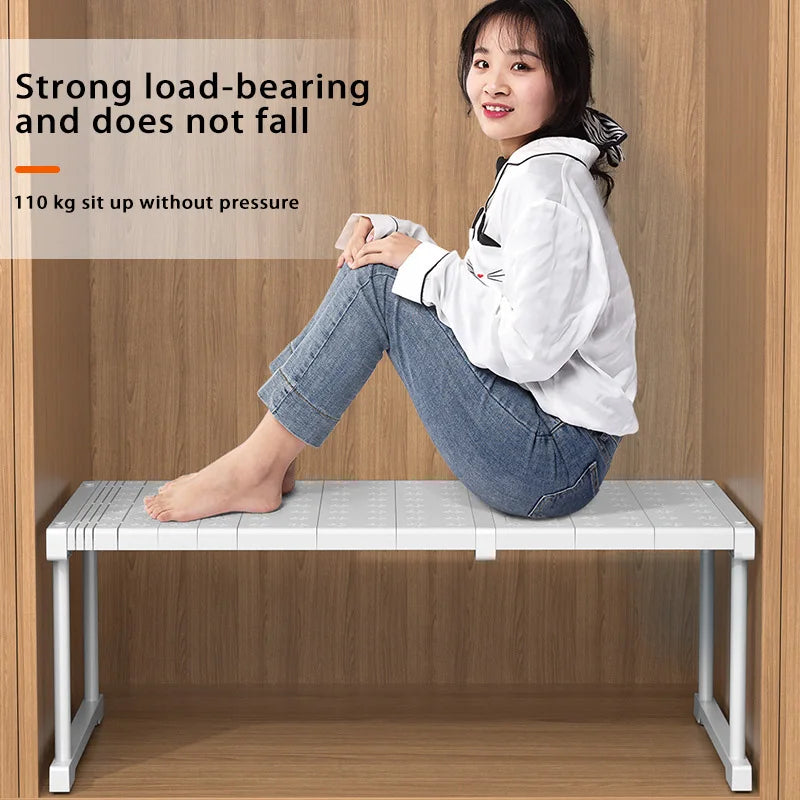 Stackable Wardrobe Layered Telescopic Racks Neat Kitchen Storage Divider Dorm Organizer Shelf Clothes Storage Partitions Rack