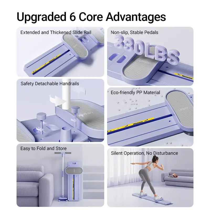 "Foldable 3-in-1 Ski Trainer: Leg, Pelvic &amp; Hip Strengthener for Postpartum Women, Home Gym Equipment"